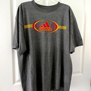 Adidas Large T Garnet and gold on grey